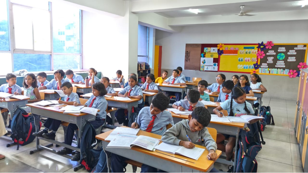 Front view of Alpine Public School building, the Popular CBSE School in South Bangalore featuring modern infrastructure and a welcoming campus.