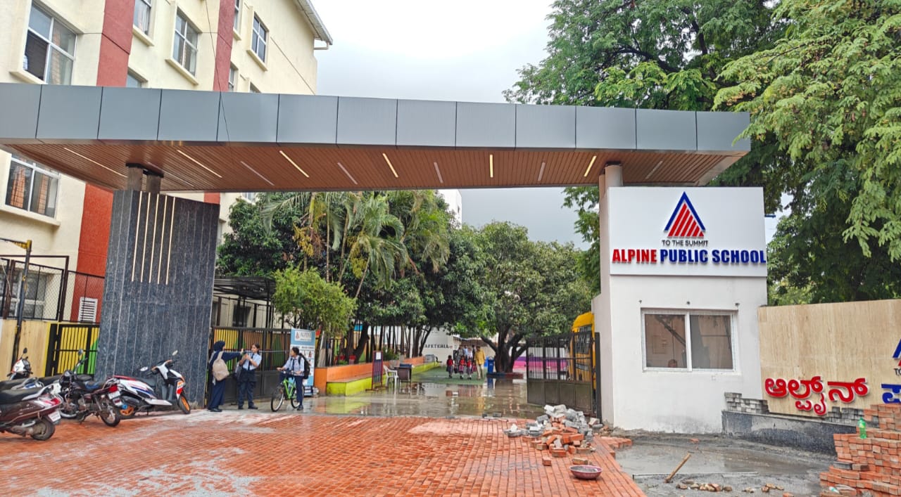 Entrance of Alpine Public School, the Top CBSE School in South Bangalore welcoming students into a vibrant and nurturing academic environment.